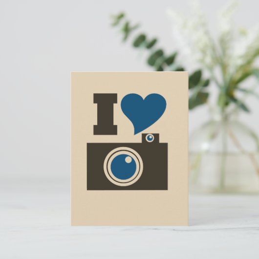 Ich Herz-Kamera Postkarte (Stehend Vorderseite)