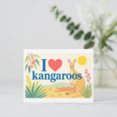 "Ich [Herz] Kängurus" Postkarte (Stehend Vorderseite)