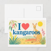 "Ich [Herz] Kängurus" Postkarte (Vorne/Hinten)