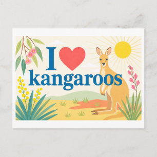 "Ich [Herz] Kängurus" Postkarte