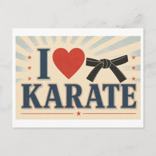 "Ich [Herz] Karate" Postkarte