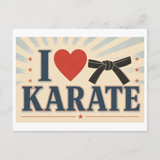 "Ich [Herz] Karate" Postkarte (Vorderseite)