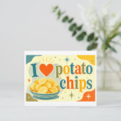 "Ich [Herz] Kartoffelchips" Postkarte (Stehend Vorderseite)