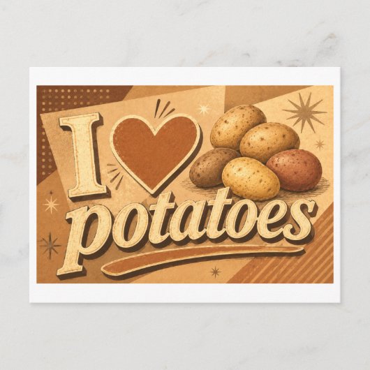 "Ich [Herz] Kartoffeln" Postkarte (Vorderseite)