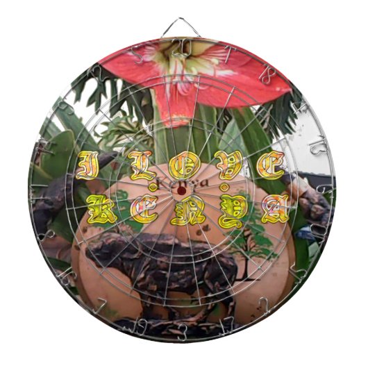 Ich (Herz) Kenia Büffel Patch/Print Dartscheibe (vorne)