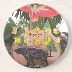 Ich (Herz) Kenia Büffel Patch/Print Getränkeuntersetzer