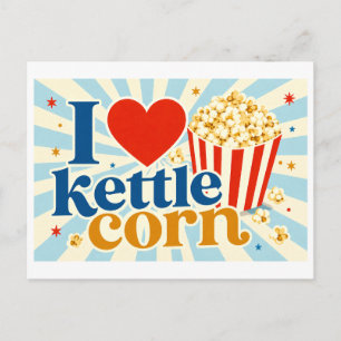 "Ich [Herz] Kettle Corn" Postkarte