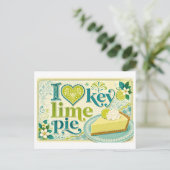 "Ich [Herz] Key Lime Pie" Postkarte (Stehend Vorderseite)