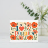 "Ich [Herz] Klatschmohn" Postkarte (Stehend Vorderseite)
