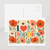 "Ich [Herz] Klatschmohn" Postkarte (Vorne/Hinten)
