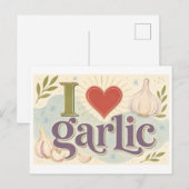 "Ich [Herz] Knoblauch" Postkarte (Vorne/Hinten)