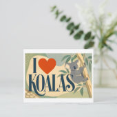 "Ich [Herz] Koalas" Postkarte (Stehend Vorderseite)