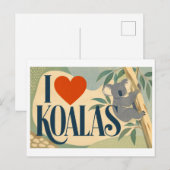 "Ich [Herz] Koalas" Postkarte (Vorne/Hinten)