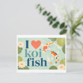 "Ich [Herz] Koi-Fische" Postkarte (Stehend Vorderseite)