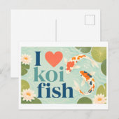 "Ich [Herz] Koi-Fische" Postkarte (Vorne/Hinten)
