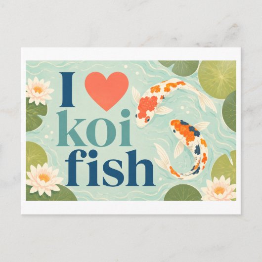 "Ich [Herz] Koi-Fische" Postkarte (Vorderseite)