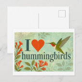 "Ich [Herz] Kolibris" Postkarte (Vorne/Hinten)