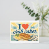 "Ich [Herz] Krabbenkuchen" Postkarte (Stehend Vorderseite)