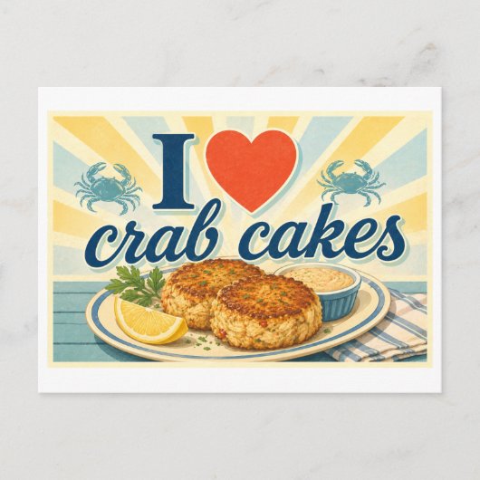 "Ich [Herz] Krabbenkuchen" Postkarte (Vorderseite)