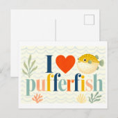 "Ich [Herz] Kugelfisch" Postkarte (Vorne/Hinten)