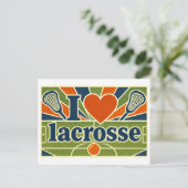 "Ich [Herz] Lacrosse" Postkarte (Stehend Vorderseite)