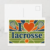 "Ich [Herz] Lacrosse" Postkarte (Vorne/Hinten)