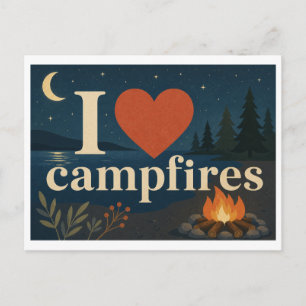 "Ich [Herz] Lagerfeuer" Postkarte