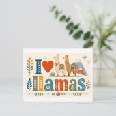 "Ich [Herz] Lamas" Postkarte (Stehend Vorderseite)