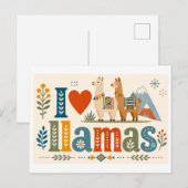 "Ich [Herz] Lamas" Postkarte (Vorne/Hinten)
