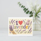 "Ich [Herz] Lavendel" Postkarte (Stehend Vorderseite)