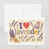 "Ich [Herz] Lavendel" Postkarte (Vorne/Hinten)