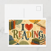 "Ich [Herz] Lesen" Postkarte (Vorne/Hinten)