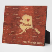 Ich herz (Liebe) Alaska auf der Birkenhalde Fotoplatte (Seite)