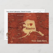 Ich herz (Liebe) Alaska auf der Birkenhalde Postkarte (Vorne/Hinten)