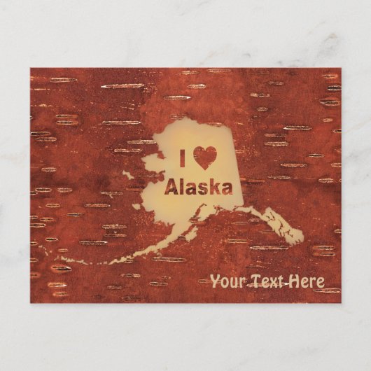 Ich herz (Liebe) Alaska auf der Birkenhalde Postkarte (Vorderseite)