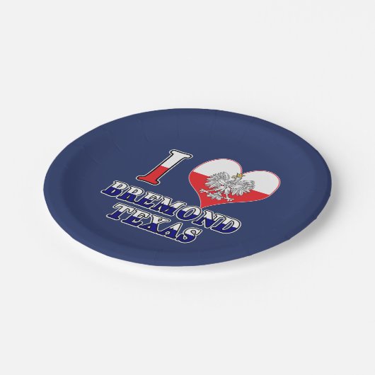 Ich Herz Liebe Bremond Texas Pappteller (Schrägansicht)