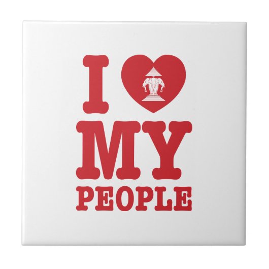 Ich Herz (Liebe) Erawan My Lao People Fliese (Vorderseite)