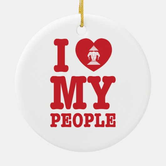 Ich Herz (Liebe) Erawan My Lao People Keramik Ornament (Hinten)