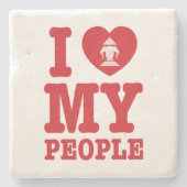 Ich Herz (Liebe) Erawan My Lao People Steinuntersetzer (Vorderseite)