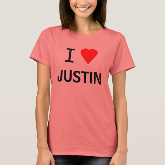 Ich Herz (Liebe) Justin or ? T SHIRT (Vorderseite)