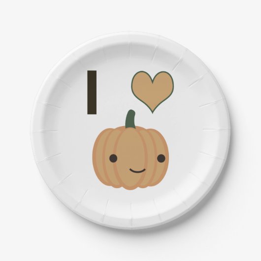 Ich Herz (Liebe) Kürbis Pappteller (Vorderseite)