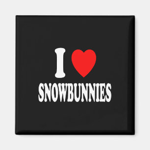 Ich Herz (Liebe) Snowbunnies Skifahren Snowboarden Magnet