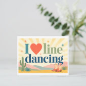 "Ich [Herz] Line Dance" Postkarte (Stehend Vorderseite)