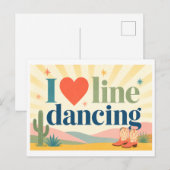 "Ich [Herz] Line Dance" Postkarte (Vorne/Hinten)