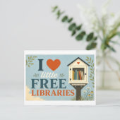 "Ich [Herz] Little Free Libraries" Postkarte (Stehend Vorderseite)