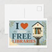 "Ich [Herz] Little Free Libraries" Postkarte (Vorne/Hinten)