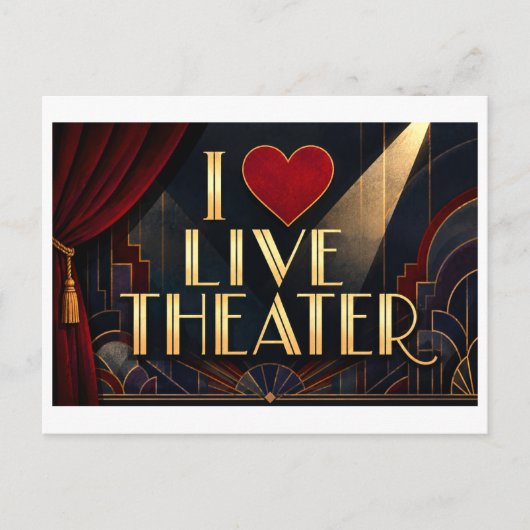 "Ich [Herz] Live-Theater" Postkarte (Vorderseite)