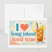 "Ich [Herz] Long Island Iced Teas" Postkarte (Vorne/Hinten)
