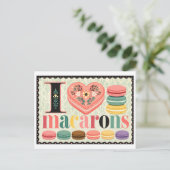 "Ich [Herz] Macarons" Postkarte (Stehend Vorderseite)