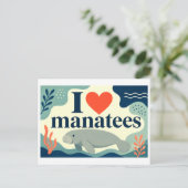 "Ich [Herz] Manatis" Postkarte (Stehend Vorderseite)